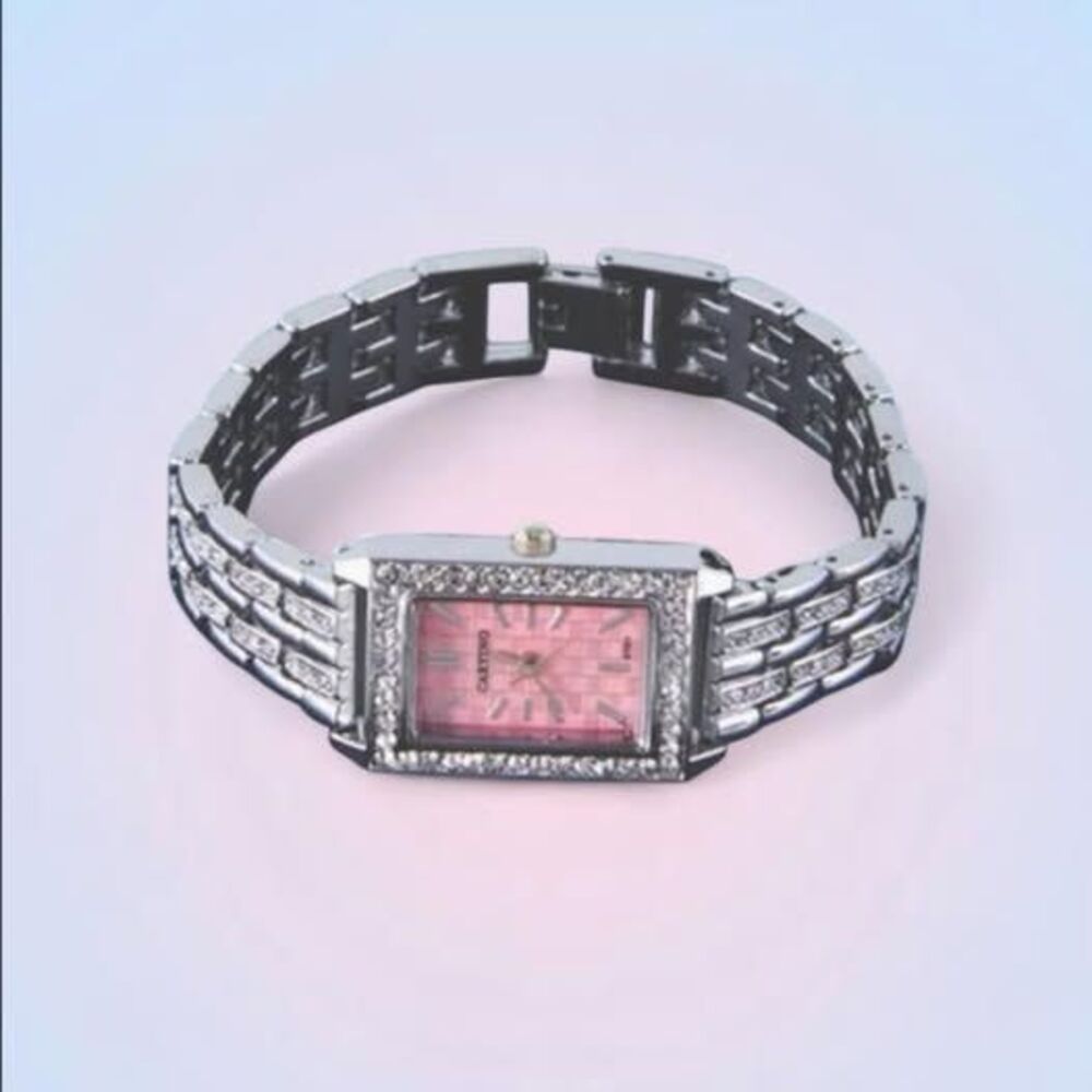 baby pink silver plated watch bracelet